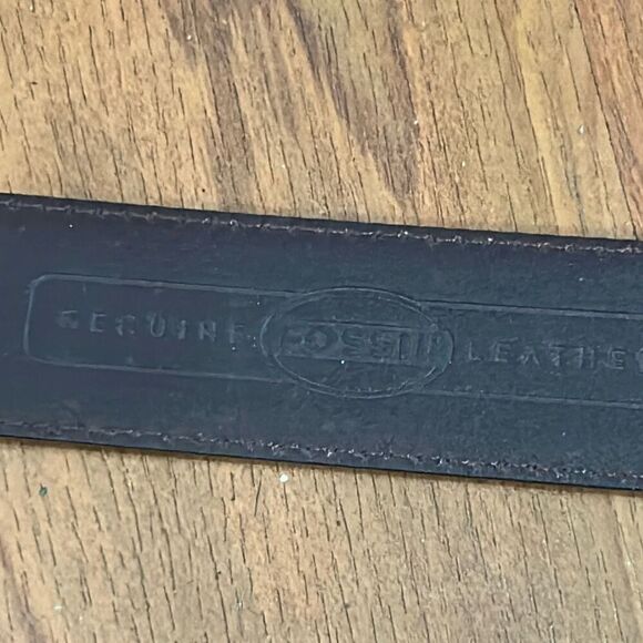 Fossil brown leather belt with silver buckle filigree hardware belt main image 6